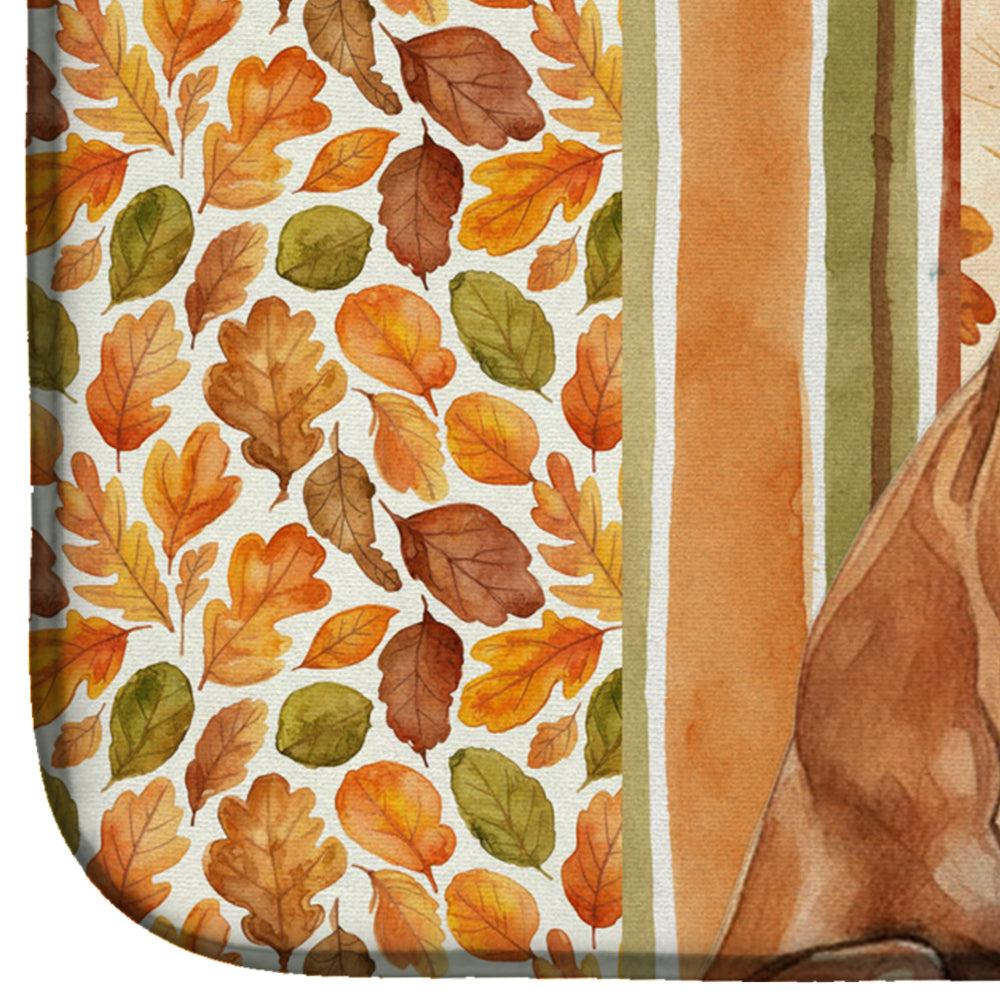 Red Italian Greyhound Heirloom Fall Dish Drying Mat Absorbent Dish Drying Mat Pad for Kitchen Counter Dish Drainer Mat for Countertop, 14 x 21", Multicolor