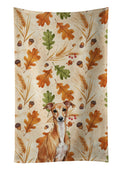 Red Italian Greyhound Heirloom Fall Kitchen Towel Velour Plush Front and Cotton Loop Back Machine Washable