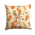 Red Italian Greyhound Heirloom Fall Decorative Throw Pillow 14x14 Indoor Outdoor Accent Cushion, Fabric Cover with Insert for Sofa, Bed, Porch & Living Room