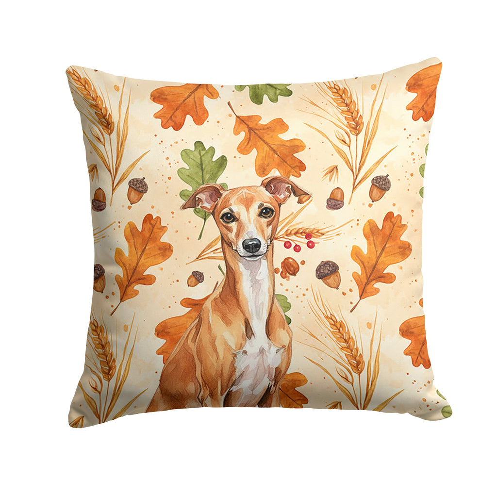Red Italian Greyhound Heirloom Fall Decorative Throw Pillow 18x18 Indoor Outdoor Accent Cushion, Fabric Cover with Insert for Sofa, Bed, Porch & Living Room