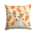White and Tan Jack Russell Terrier Heirloom Fall Decorative Throw Pillow 18x18 Indoor Outdoor Accent Cushion, Fabric Cover with Insert for Sofa, Bed, Porch & Living Room