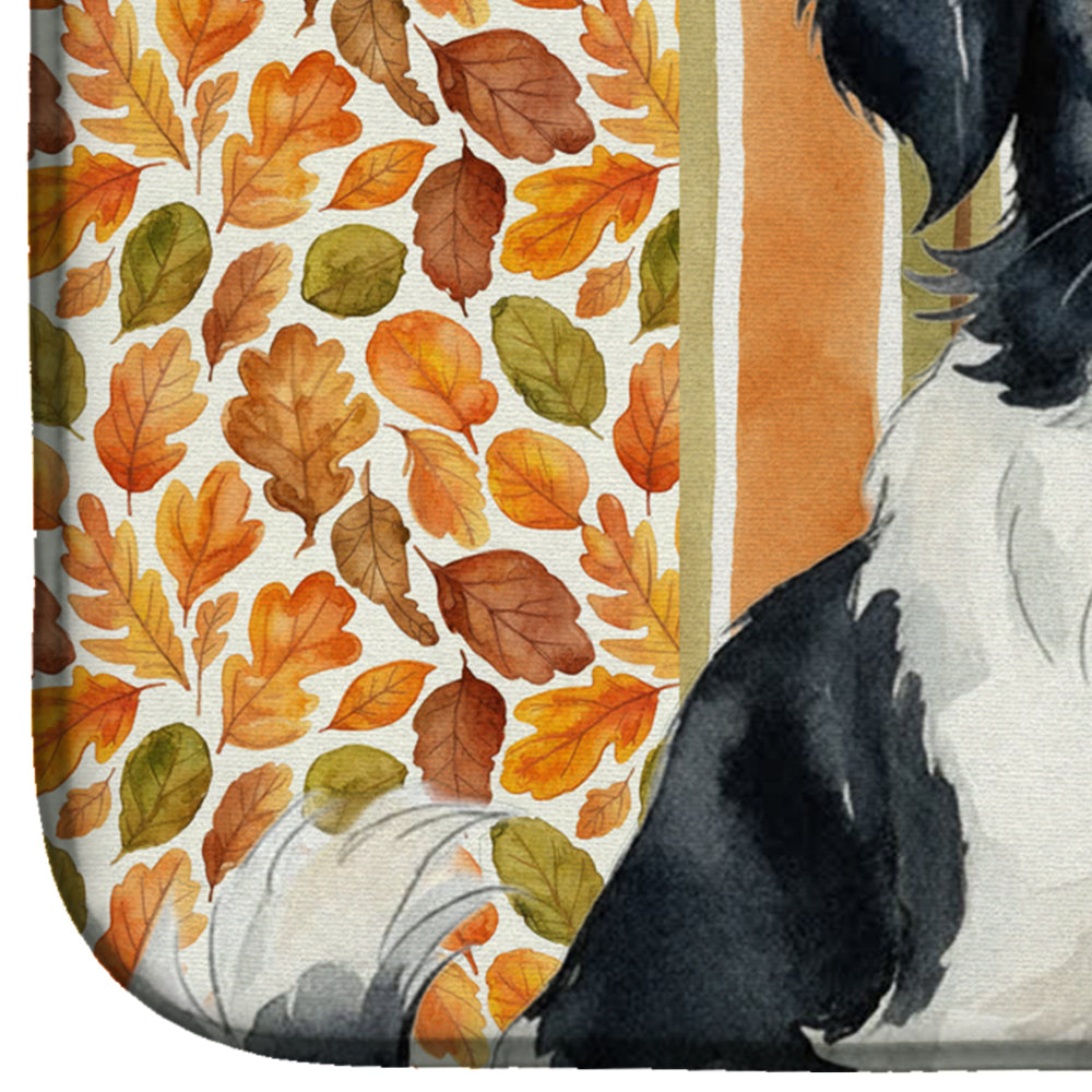 Black and White Japanese Chin Heirloom Fall Dish Drying Mat Absorbent Dish Drying Mat Pad for Kitchen Counter Dish Drainer Mat for Countertop, 14 x 21", Multicolor