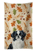 Black and White Japanese Chin Heirloom Fall Kitchen Towel Velour Plush Front and Cotton Loop Back Machine Washable