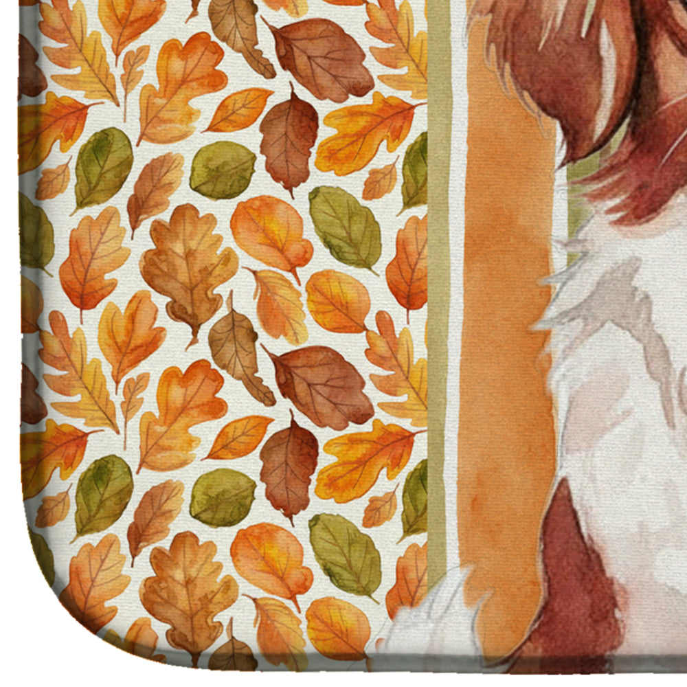 Red and White Japanese Chin Heirloom Fall Dish Drying Mat Absorbent Dish Drying Mat Pad for Kitchen Counter Dish Drainer Mat for Countertop, 14 x 21", Multicolor