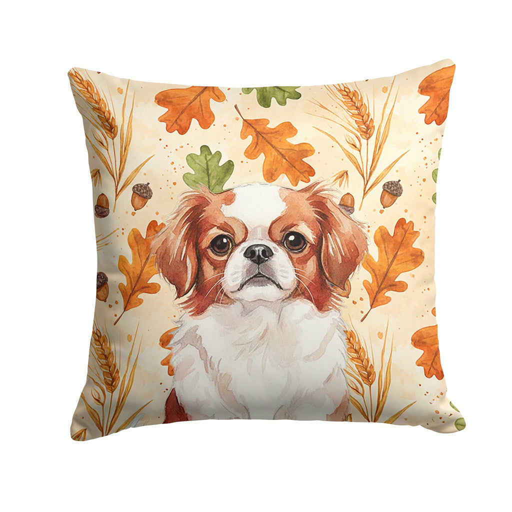 Red and White Japanese Chin Heirloom Fall Decorative Throw Pillow 18x18 Indoor Outdoor Accent Cushion, Fabric Cover with Insert for Sofa, Bed, Porch & Living Room