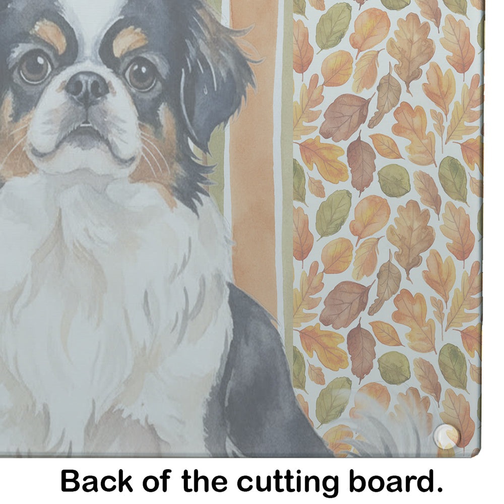 Tricolor Japanese Chin Heirloom Fall Cutting Board Tempered Glass Kitchen Cutting Surface, Heat Resistant Chopping, Non-Slip Feet, Food Prep & Serving