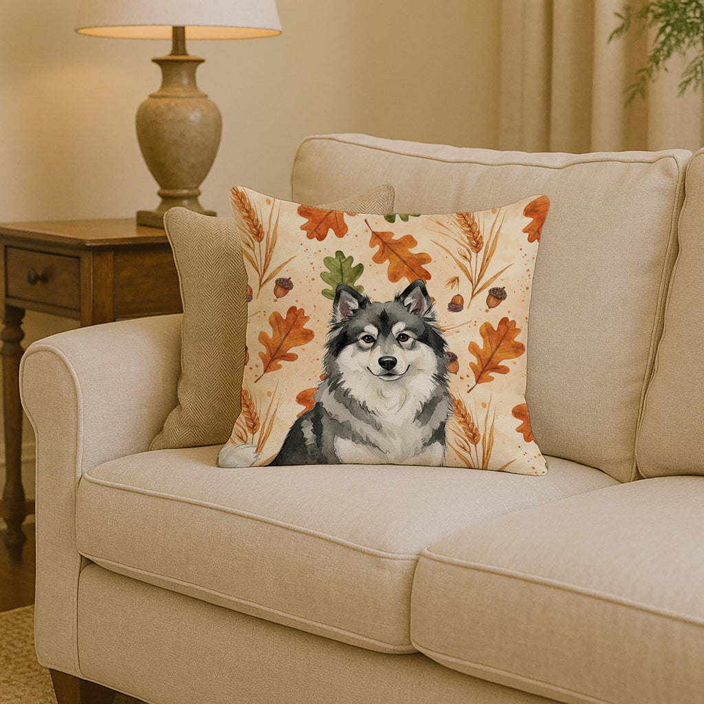 Keeshond Heirloom Fall Decorative Throw Pillow 14x14 Indoor Outdoor Accent Cushion, Fabric Cover with Insert for Sofa, Bed, Porch & Living Room