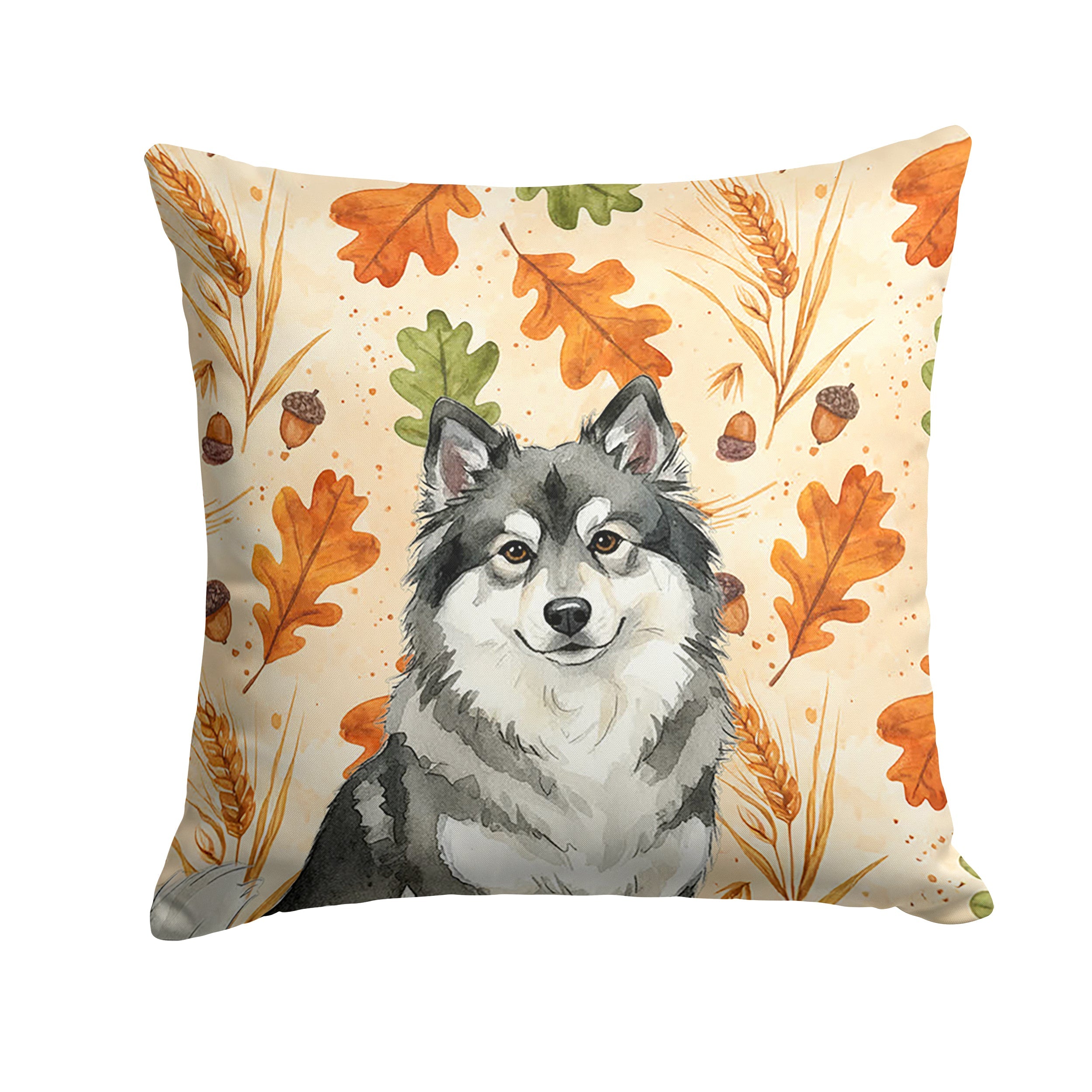 Keeshond Heirloom Fall Decorative Throw Pillow 18x18 Indoor Outdoor Accent Cushion, Fabric Cover with Insert for Sofa, Bed, Porch & Living Room