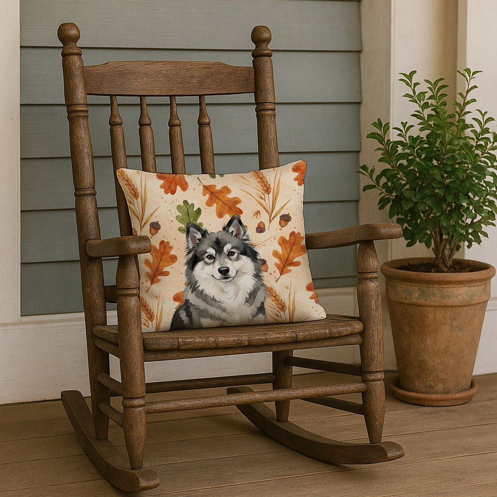 Keeshond Heirloom Fall Decorative Throw Pillow 18x18 Indoor Outdoor Accent Cushion, Fabric Cover with Insert for Sofa, Bed, Porch & Living Room