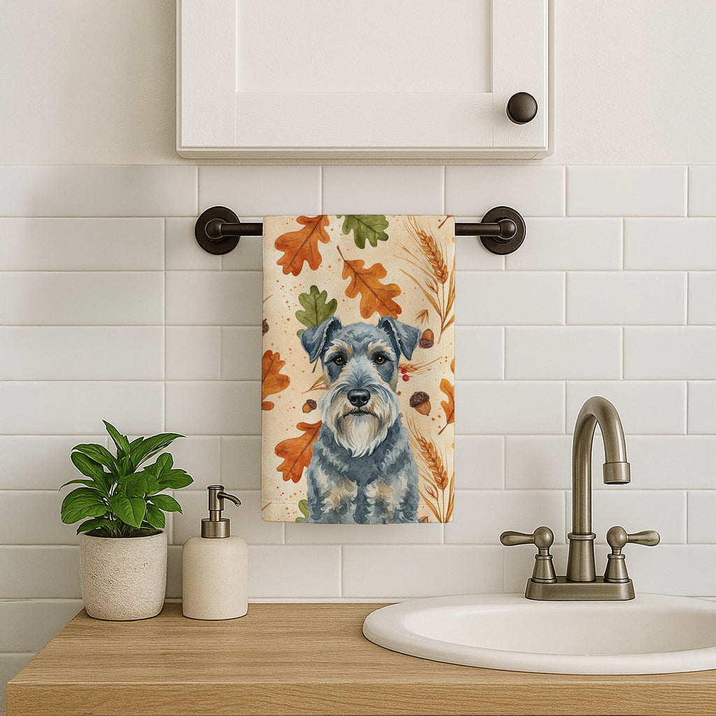 Kerry Blue Terrier Heirloom Fall Kitchen Towel Velour Plush Front and Cotton Loop Back Machine Washable