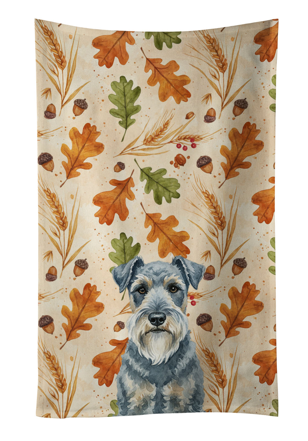 Kerry Blue Terrier Heirloom Fall Kitchen Towel Velour Plush Front and Cotton Loop Back Machine Washable