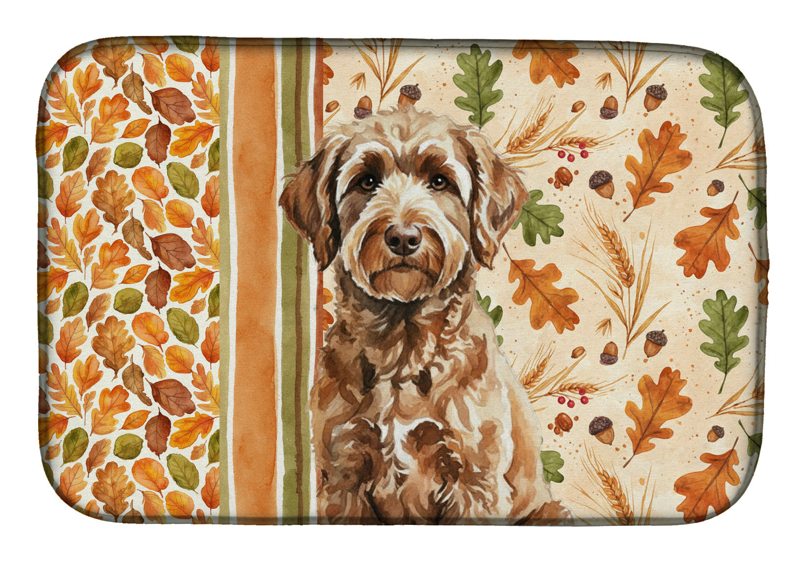 Chocolate Labradoodle Heirloom Fall Dish Drying Mat Absorbent Dish Drying Mat Pad for Kitchen Counter Dish Drainer Mat for Countertop, 14 x 21", Multicolor
