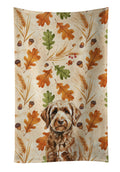 Chocolate Labradoodle Heirloom Fall Kitchen Towel Velour Plush Front and Cotton Loop Back Machine Washable