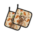 Chocolate Labradoodle Heirloom Fall Pot Holder Set of 2 Heat Resistant Quilted Hot Pads 7.5 x 7.5 Inch, Insulated Kitchen Trivets for Cooking & Baking
