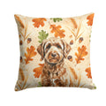Chocolate Labradoodle Heirloom Fall Decorative Throw Pillow 14x14 Indoor Outdoor Accent Cushion, Fabric Cover with Insert for Sofa, Bed, Porch & Living Room