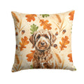 Chocolate Labradoodle Heirloom Fall Decorative Throw Pillow 18x18 Indoor Outdoor Accent Cushion, Fabric Cover with Insert for Sofa, Bed, Porch & Living Room