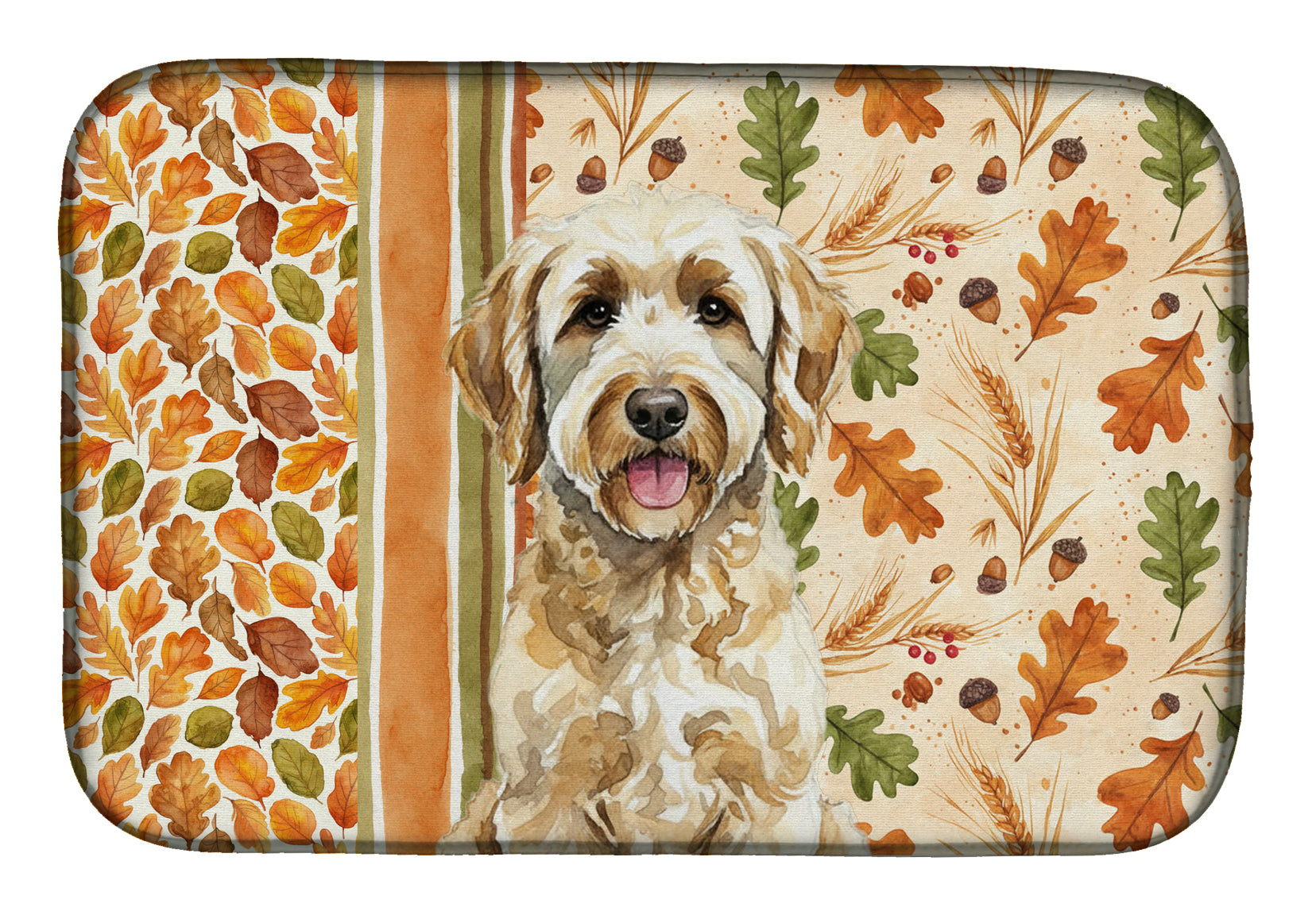 Labradoodle Heirloom Fall Dish Drying Mat Absorbent Dish Drying Mat Pad for Kitchen Counter Dish Drainer Mat for Countertop, 14 x 21", Multicolor