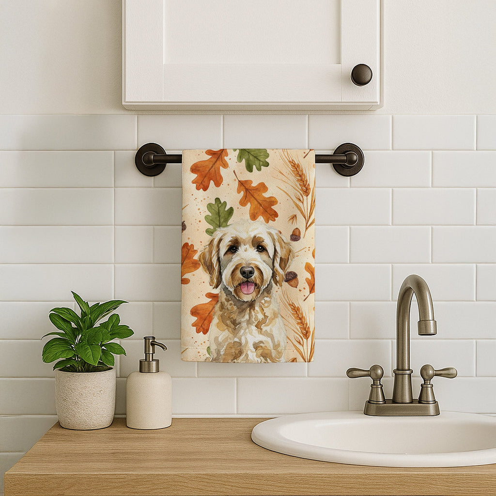 Labradoodle Heirloom Fall Kitchen Towel Velour Plush Front and Cotton Loop Back Machine Washable
