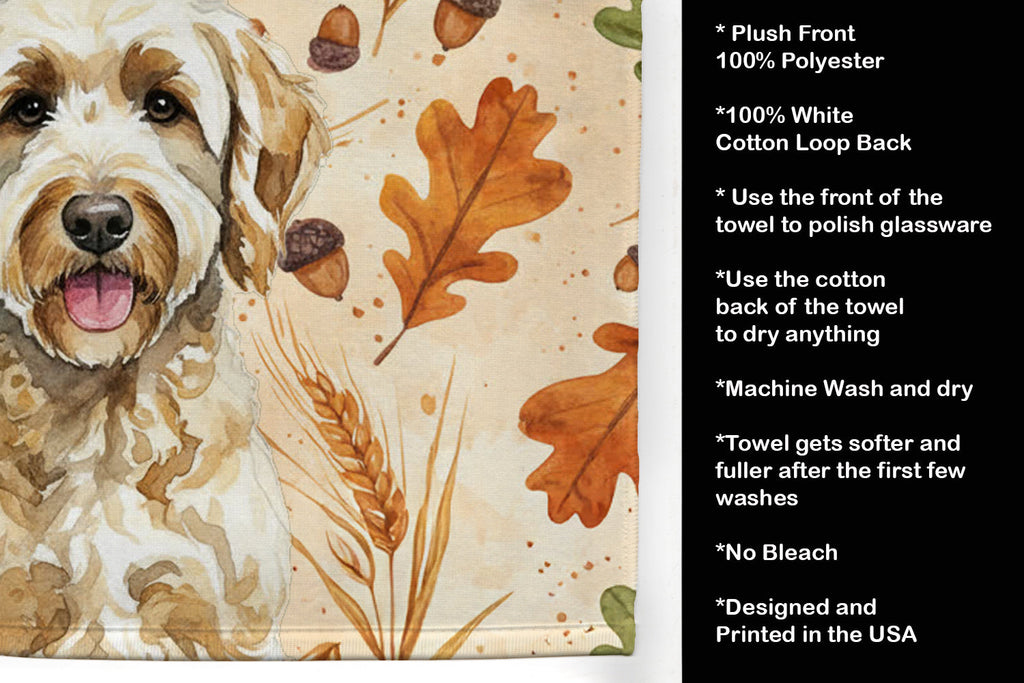 Labradoodle Heirloom Fall Kitchen Towel Velour Plush Front and Cotton Loop Back Machine Washable
