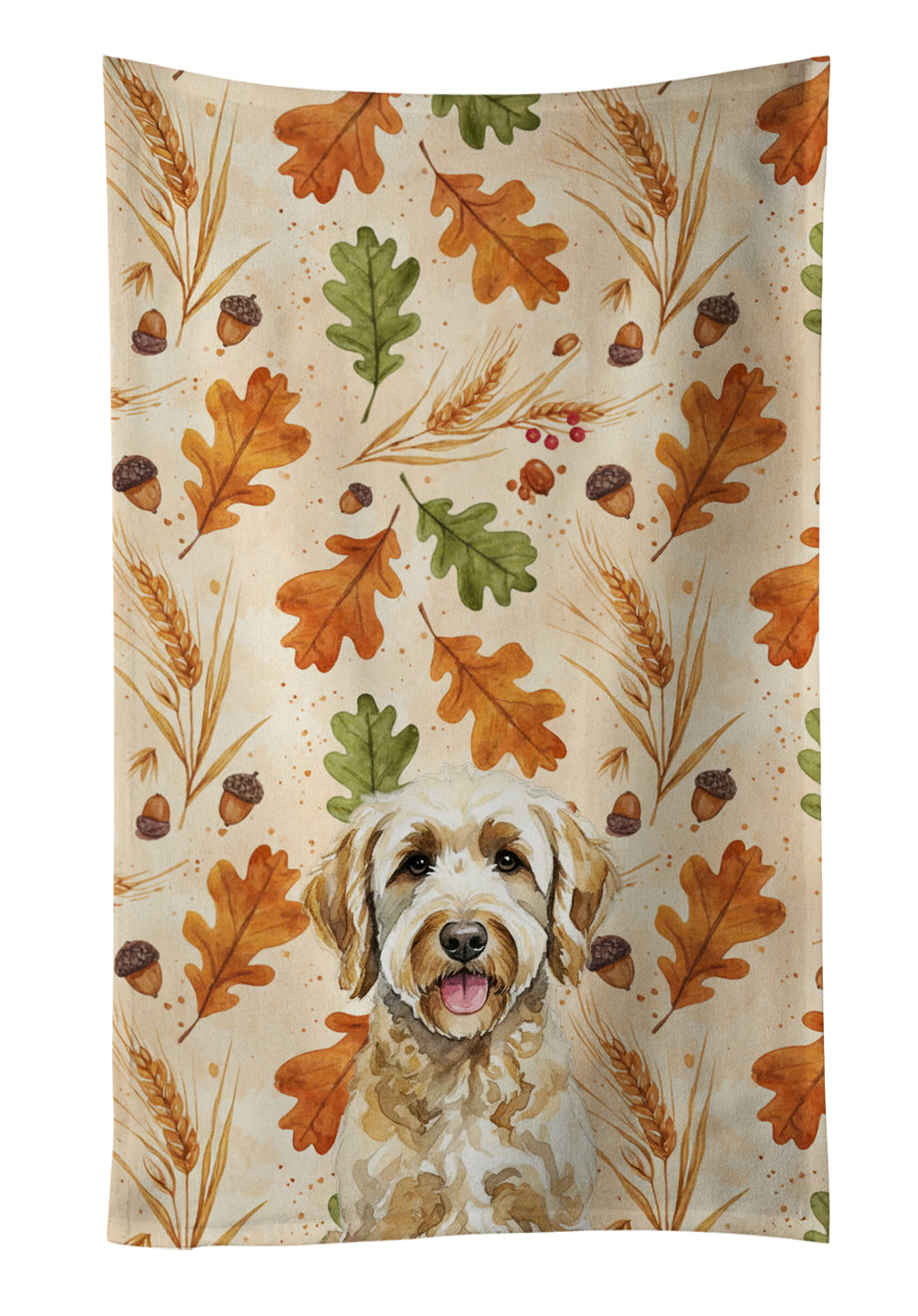 Labradoodle Heirloom Fall Kitchen Towel Velour Plush Front and Cotton Loop Back Machine Washable