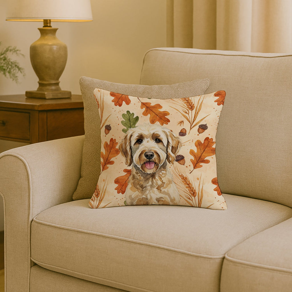 Labradoodle Heirloom Fall Decorative Throw Pillow 18x18 Indoor Outdoor Accent Cushion, Fabric Cover with Insert for Sofa, Bed, Porch & Living Room