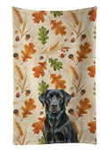Black Labrador Retriever Heirloom Fall Kitchen Towel Velour Plush Front and Cotton Loop Back Machine Washable