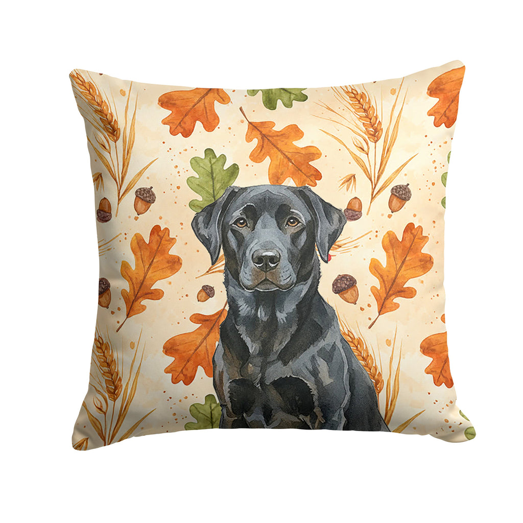 Black Labrador Retriever Heirloom Fall Decorative Throw Pillow 14x14 Indoor Outdoor Accent Cushion, Fabric Cover with Insert for Sofa, Bed, Porch & Living Room