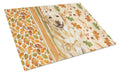 Yellow Labrador Retriever Heirloom Fall Cutting Board Tempered Glass Kitchen Cutting Surface, Heat Resistant Chopping, Non-Slip Feet, Food Prep & Serving
