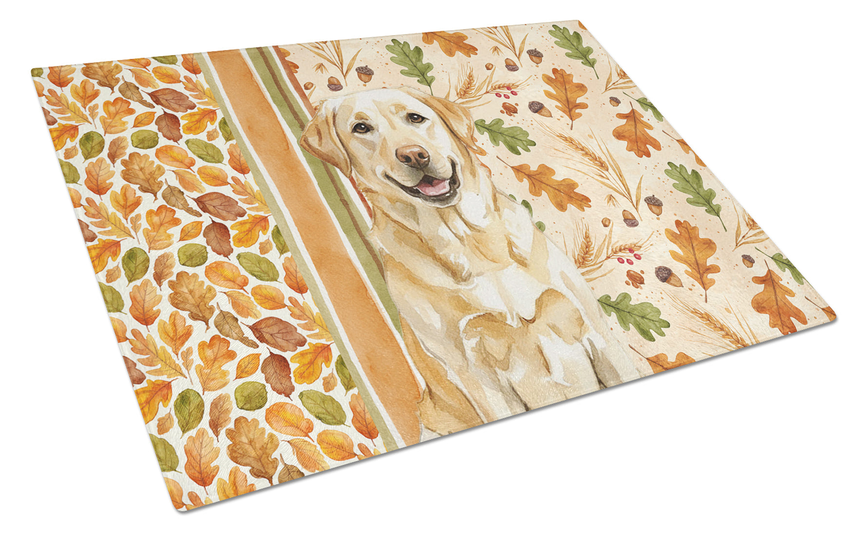 Yellow Labrador Retriever Heirloom Fall Cutting Board Tempered Glass Kitchen Cutting Surface, Heat Resistant Chopping, Non-Slip Feet, Food Prep & Serving