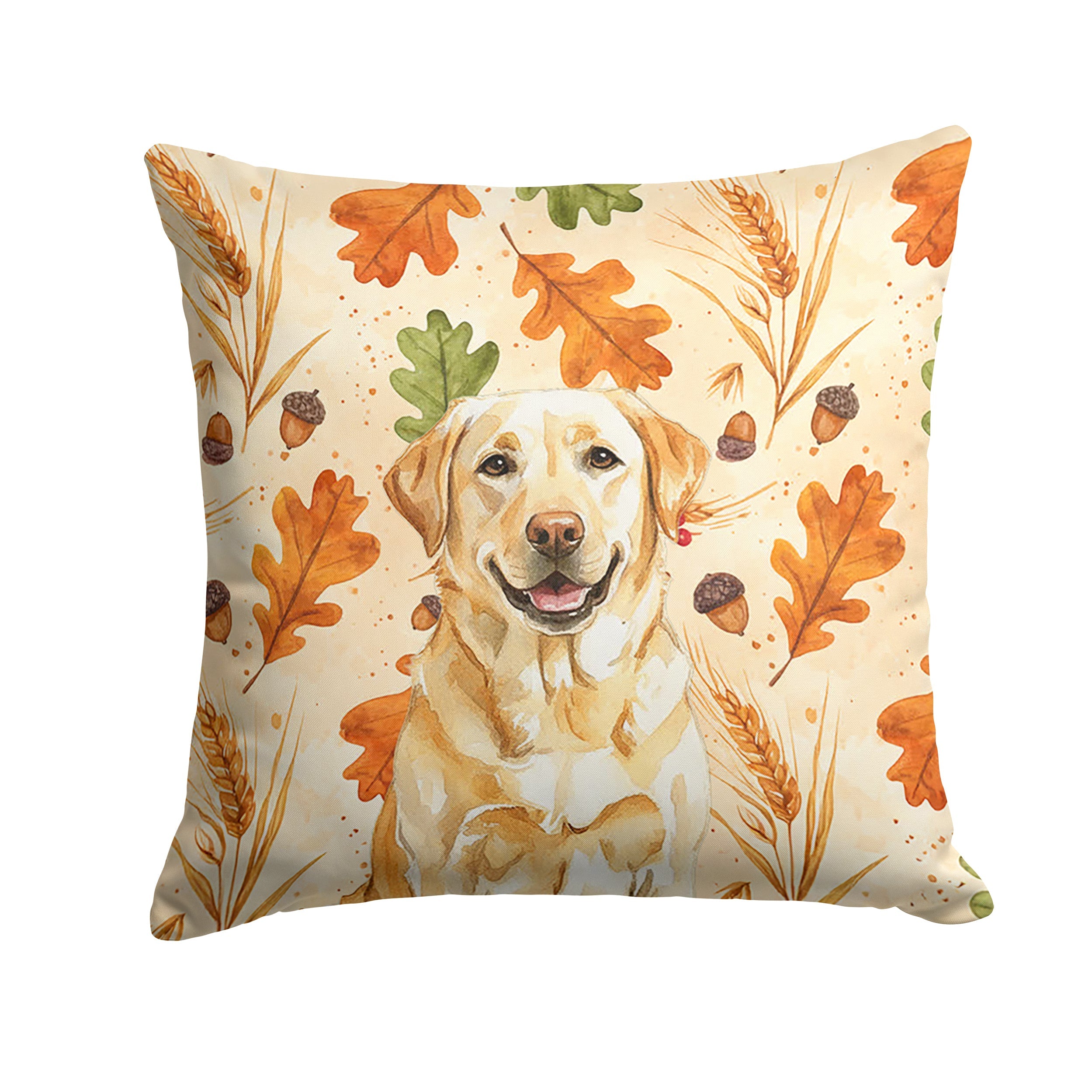 Yellow Labrador Retriever Heirloom Fall Decorative Throw Pillow 18x18 Indoor Outdoor Accent Cushion, Fabric Cover with Insert for Sofa, Bed, Porch & Living Room