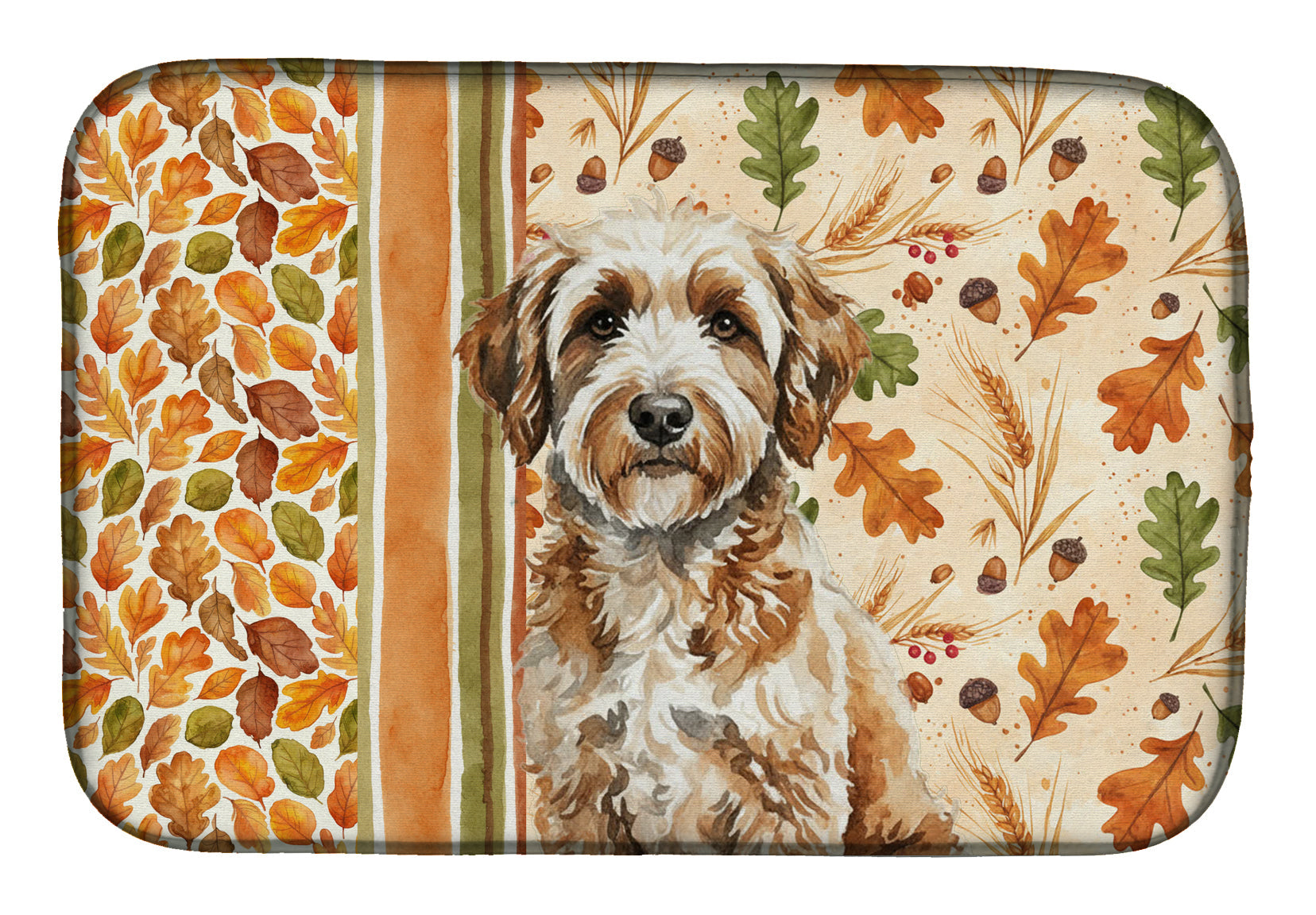 Lagotto Romagnolo Heirloom Fall Dish Drying Mat Absorbent Dish Drying Mat Pad for Kitchen Counter Dish Drainer Mat for Countertop, 14 x 21", Multicolor