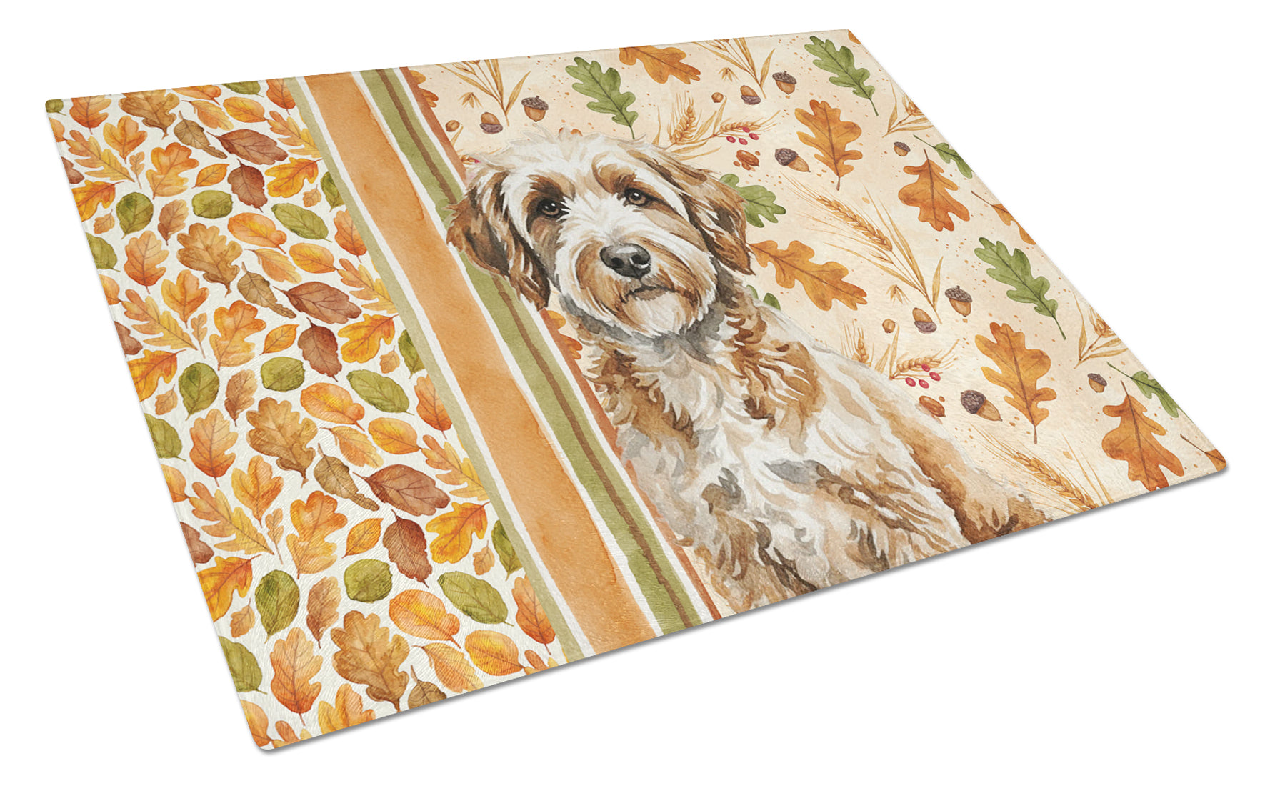 Lagotto Romagnolo Heirloom Fall Cutting Board Tempered Glass Kitchen Cutting Surface, Heat Resistant Chopping, Non-Slip Feet, Food Prep & Serving