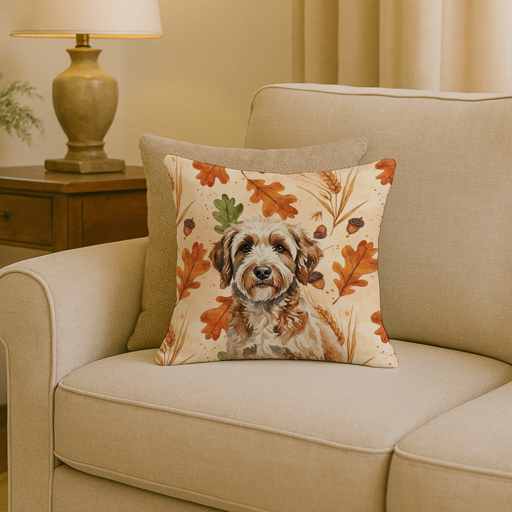 Lagotto Romagnolo Heirloom Fall Decorative Throw Pillow 18x18 Indoor Outdoor Accent Cushion, Fabric Cover with Insert for Sofa, Bed, Porch & Living Room