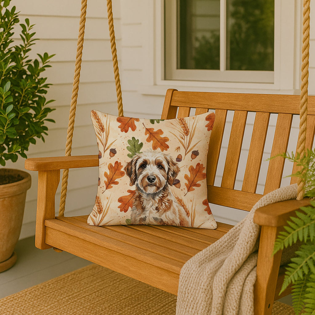 Lagotto Romagnolo Heirloom Fall Decorative Throw Pillow 18x18 Indoor Outdoor Accent Cushion, Fabric Cover with Insert for Sofa, Bed, Porch & Living Room