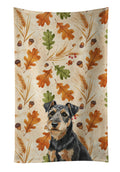 Black and Tan Lakeland Terrier Heirloom Fall Kitchen Towel Velour Plush Front and Cotton Loop Back Machine Washable
