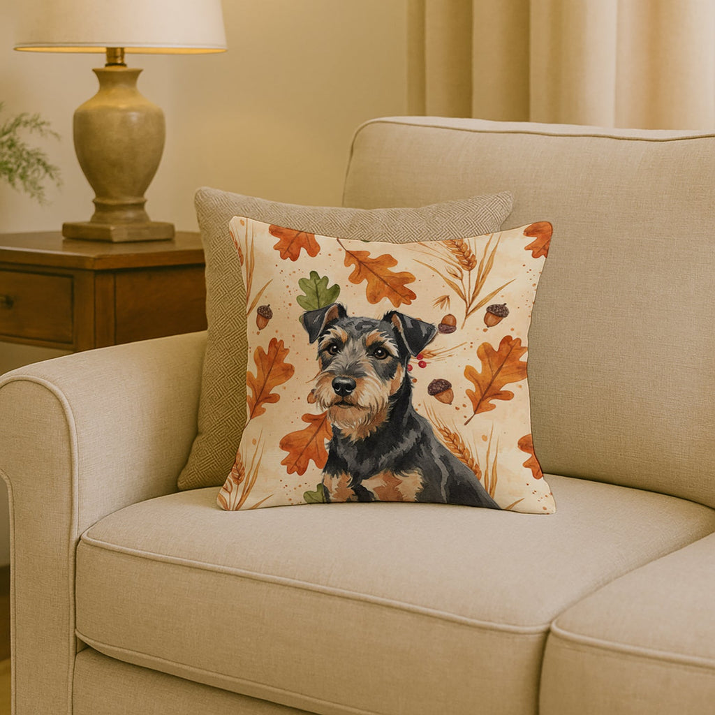 Black and Tan Lakeland Terrier Heirloom Fall Decorative Throw Pillow 18x18 Indoor Outdoor Accent Cushion, Fabric Cover with Insert for Sofa, Bed, Porch & Living Room