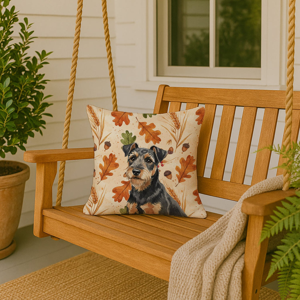 Black and Tan Lakeland Terrier Heirloom Fall Decorative Throw Pillow 18x18 Indoor Outdoor Accent Cushion, Fabric Cover with Insert for Sofa, Bed, Porch & Living Room