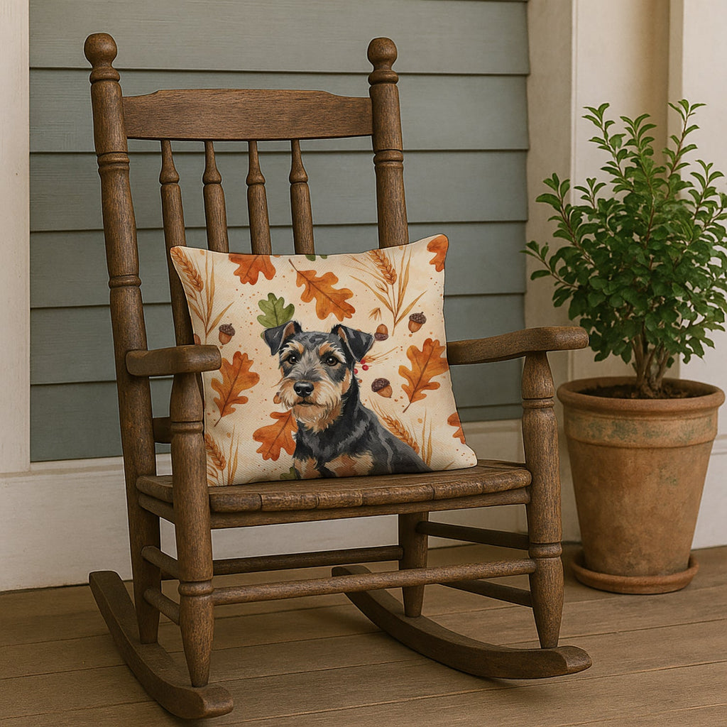 Black and Tan Lakeland Terrier Heirloom Fall Decorative Throw Pillow 18x18 Indoor Outdoor Accent Cushion, Fabric Cover with Insert for Sofa, Bed, Porch & Living Room