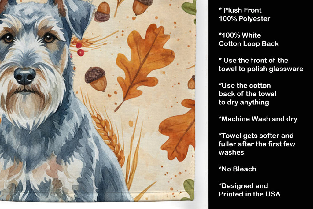 Blue Lakeland Terrier Heirloom Fall Kitchen Towel Velour Plush Front and Cotton Loop Back Machine Washable