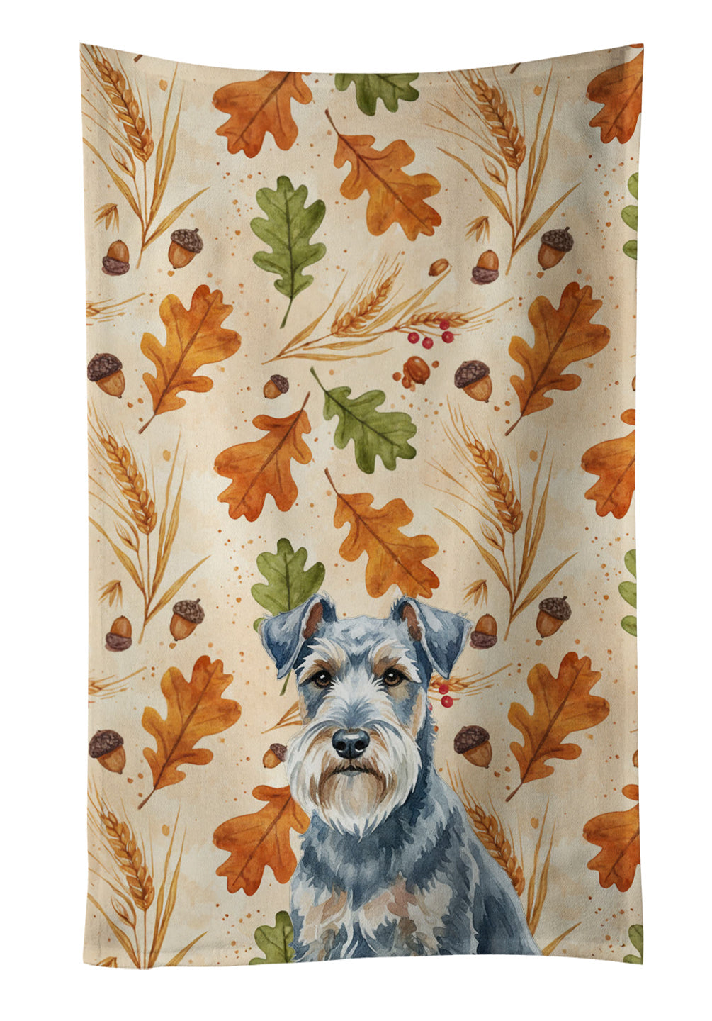 Blue Lakeland Terrier Heirloom Fall Kitchen Towel Velour Plush Front and Cotton Loop Back Machine Washable