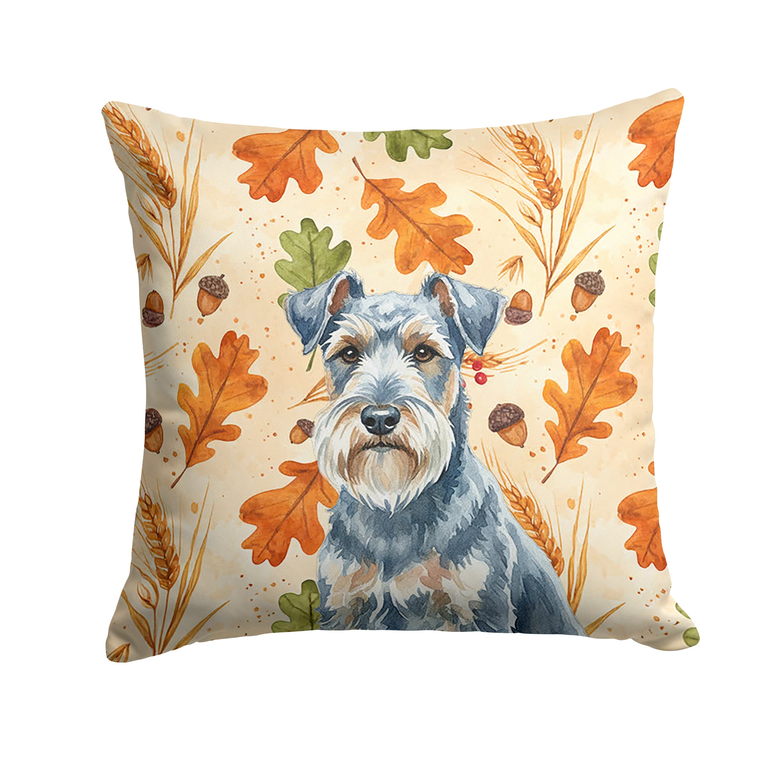 Blue Lakeland Terrier Heirloom Fall Decorative Throw Pillow 14x14 Indoor Outdoor Accent Cushion, Fabric Cover with Insert for Sofa, Bed, Porch & Living Room