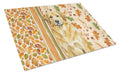 Lion Yellow Leonberger Heirloom Fall Cutting Board Tempered Glass Kitchen Cutting Surface, Heat Resistant Chopping, Non-Slip Feet, Food Prep & Serving