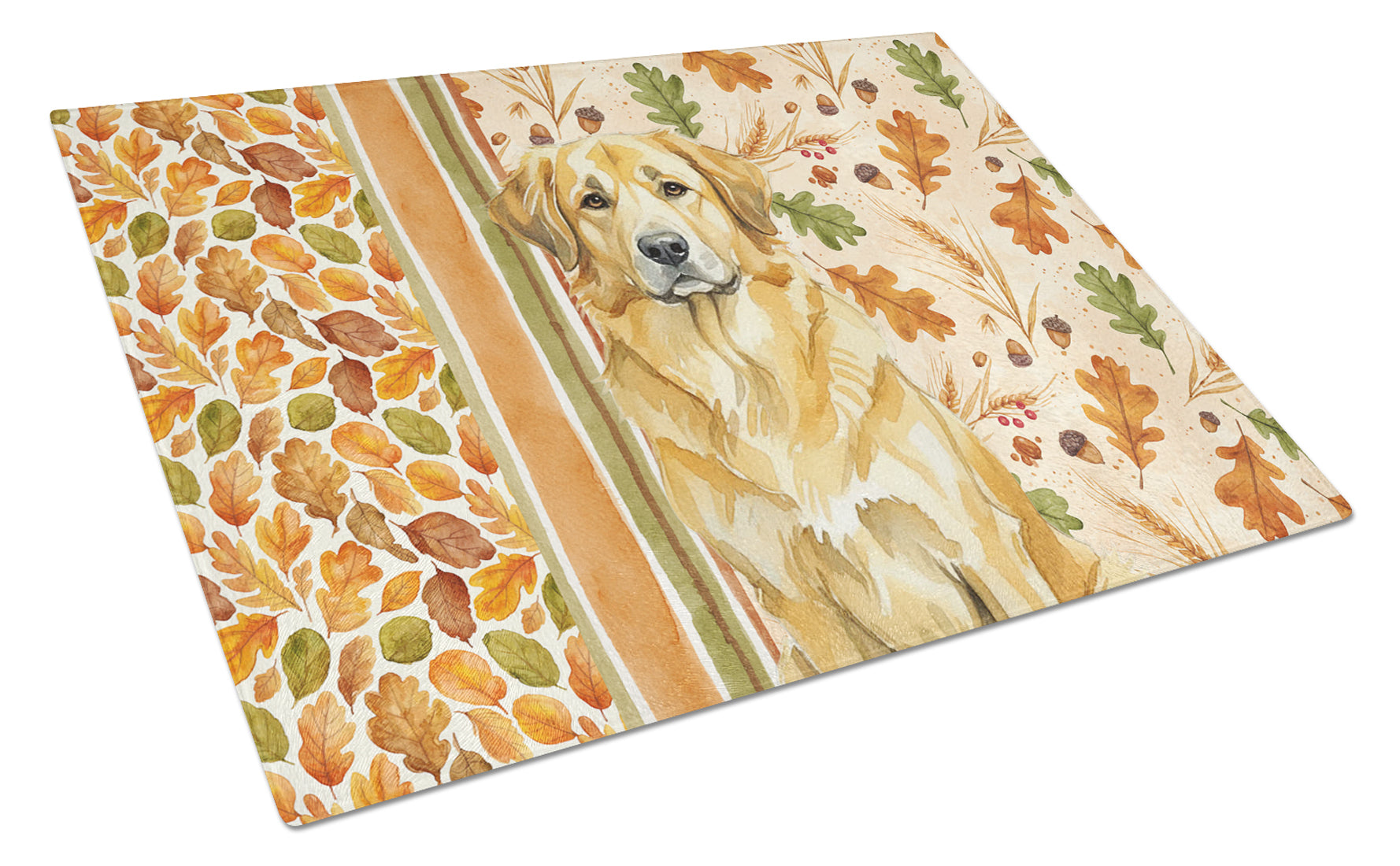 Lion Yellow Leonberger Heirloom Fall Cutting Board Tempered Glass Kitchen Cutting Surface, Heat Resistant Chopping, Non-Slip Feet, Food Prep & Serving