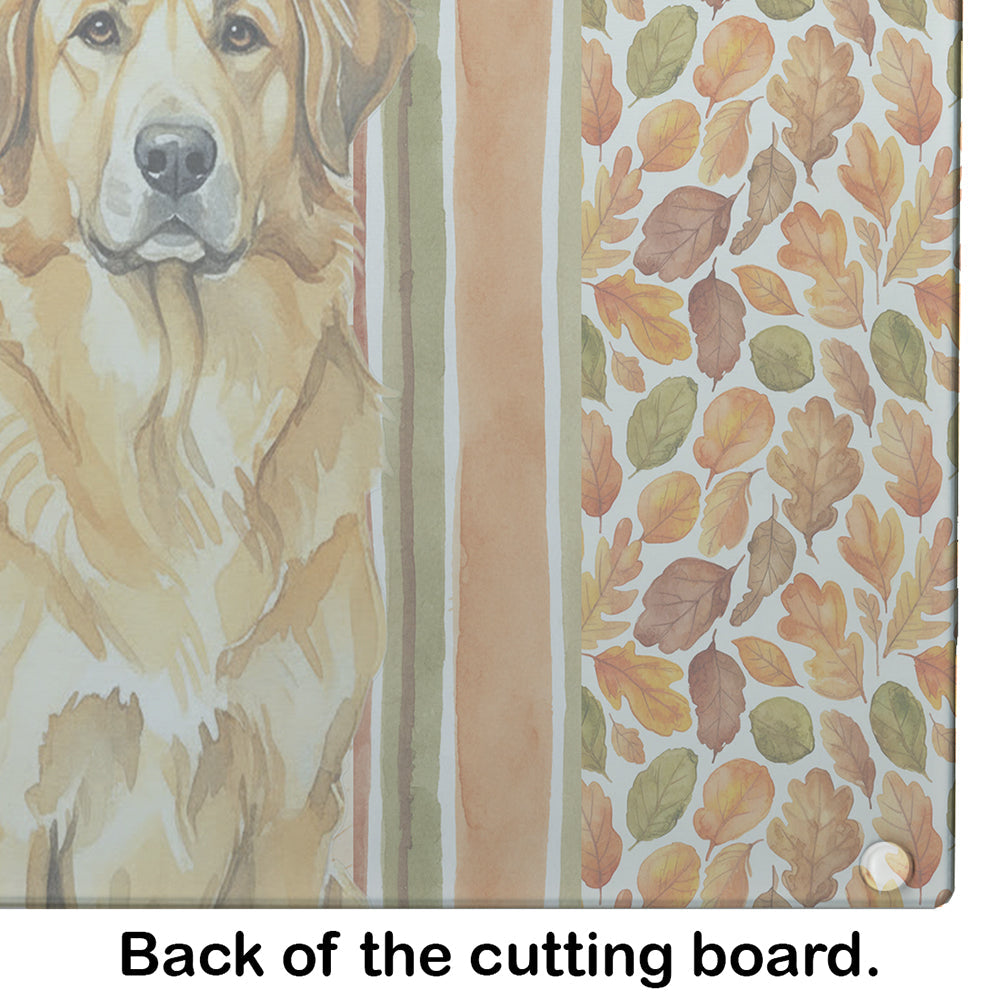 Lion Yellow Leonberger Heirloom Fall Cutting Board Tempered Glass Kitchen Cutting Surface, Heat Resistant Chopping, Non-Slip Feet, Food Prep & Serving