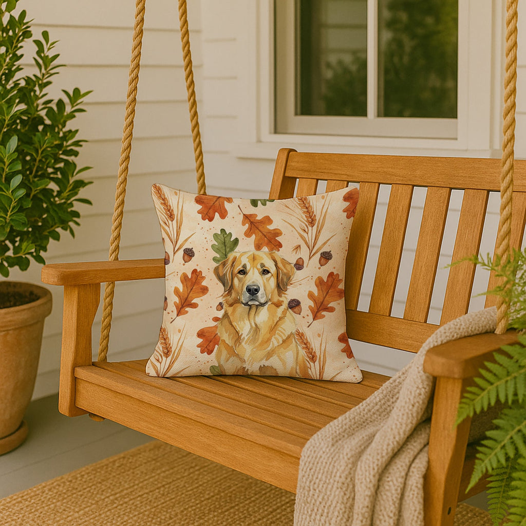 Lion Yellow Leonberger Heirloom Fall Decorative Throw Pillow 18x18 Indoor Outdoor Accent Cushion, Fabric Cover with Insert for Sofa, Bed, Porch & Living Room
