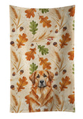Red Leonberger Heirloom Fall Kitchen Towel Velour Plush Front and Cotton Loop Back Machine Washable