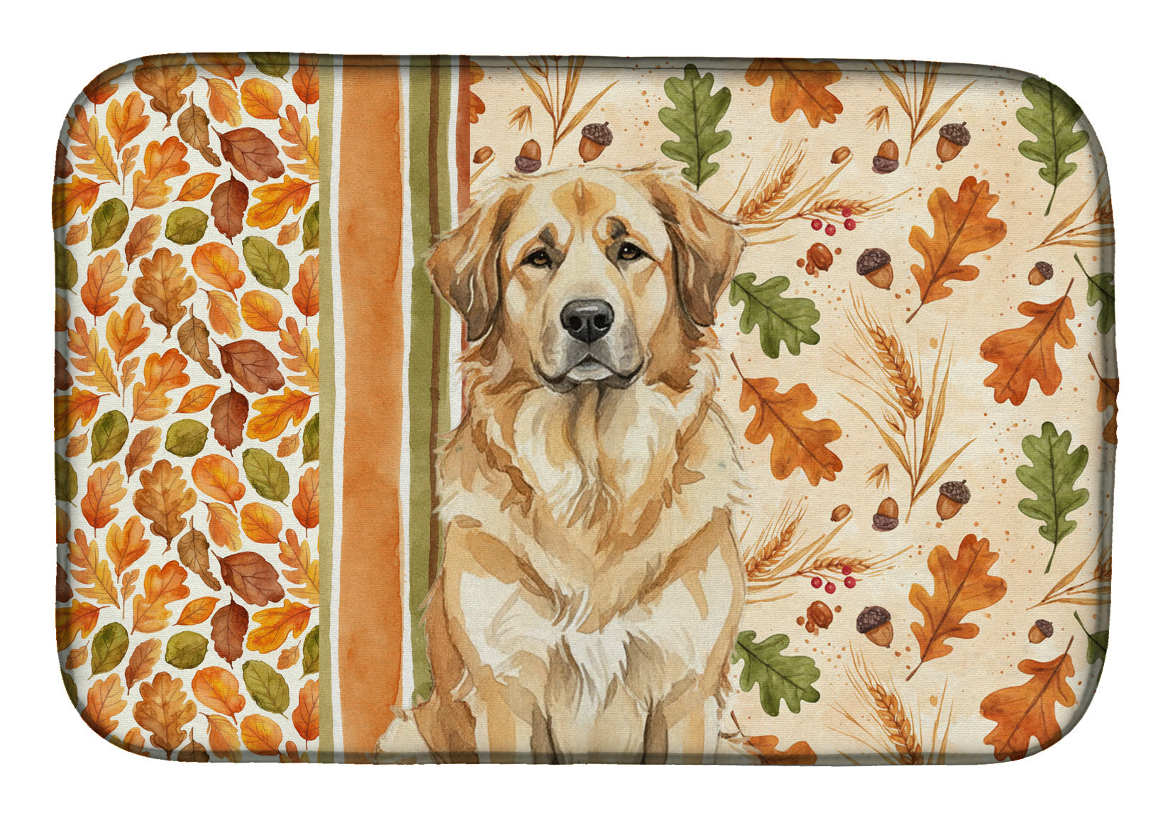 Sandy Leonberger Heirloom Fall Dish Drying Mat Absorbent Dish Drying Mat Pad for Kitchen Counter Dish Drainer Mat for Countertop, 14 x 21", Multicolor