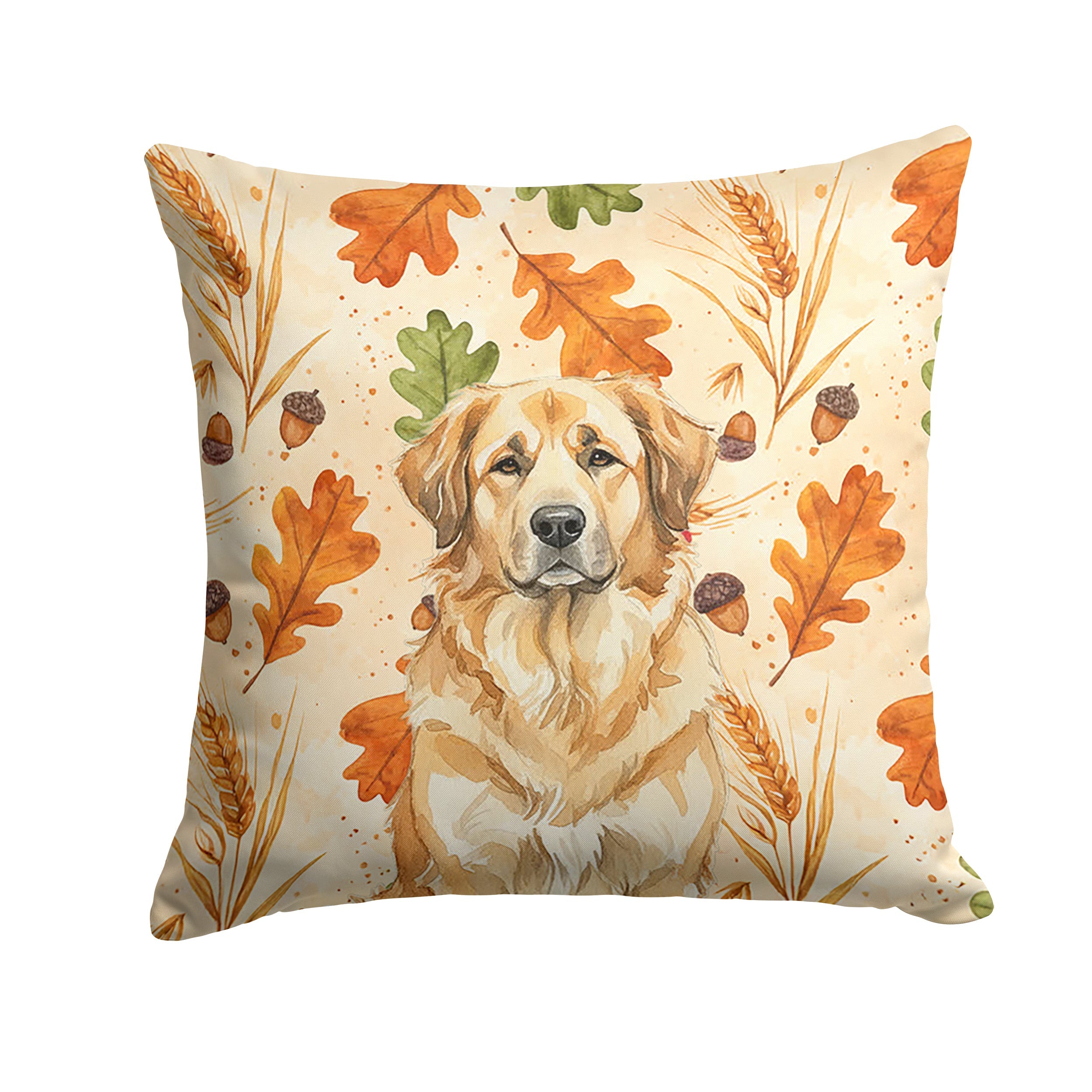 Sandy Leonberger Heirloom Fall Decorative Throw Pillow 14x14 Indoor Outdoor Accent Cushion, Fabric Cover with Insert for Sofa, Bed, Porch & Living Room