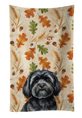 Black Lhasa Apso Heirloom Fall Kitchen Towel Velour Plush Front and Cotton Loop Back Machine Washable