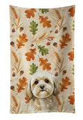 Cream Lhasa Apso Heirloom Fall Kitchen Towel Velour Plush Front and Cotton Loop Back Machine Washable